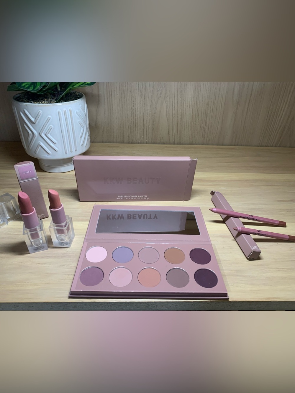 RARE KKW Beauty Matte Mauve 5-Piece Lot - BRAND NEW Palette + Lip Bundle